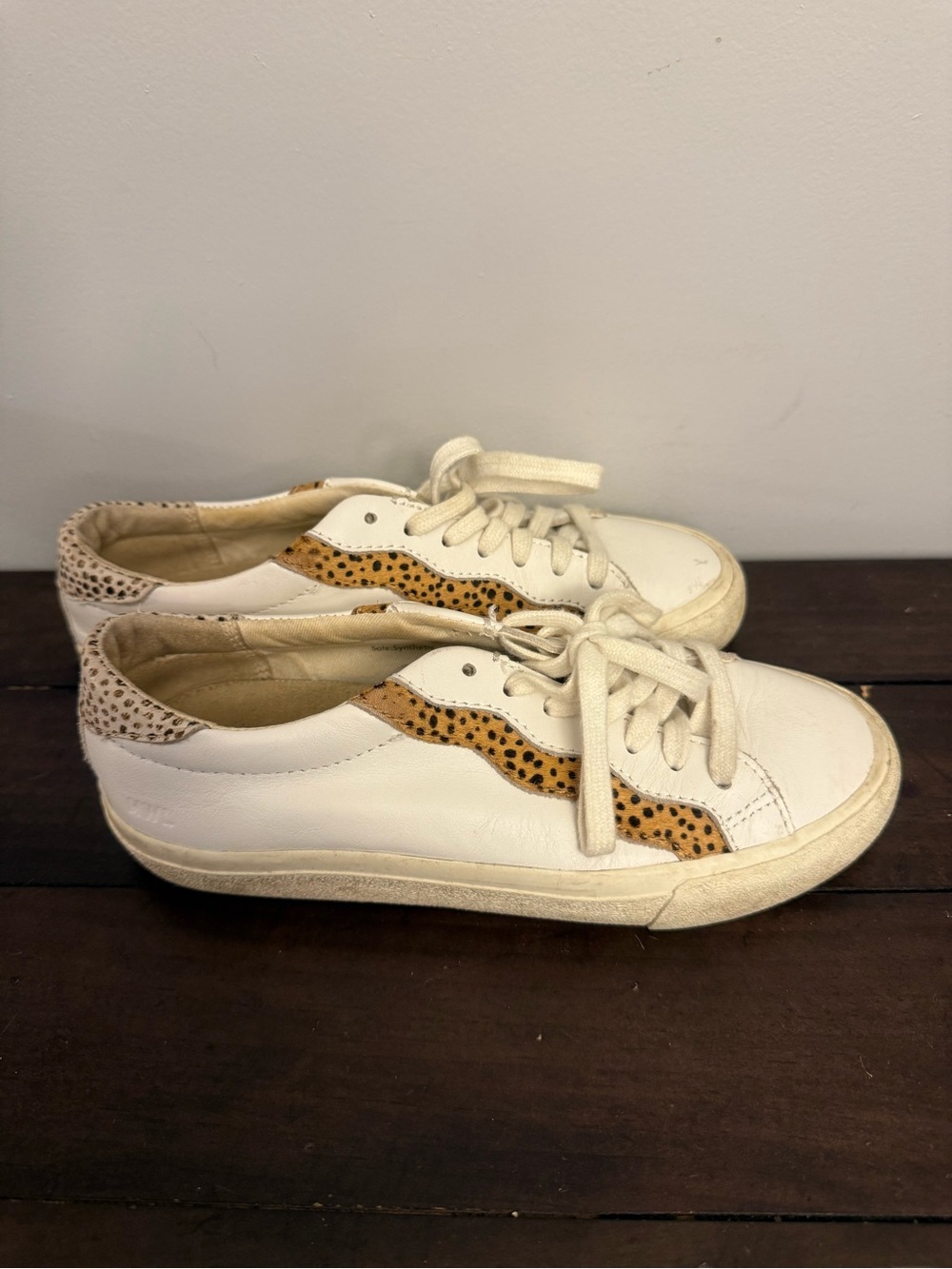 Madewell MWL White Leather Cheetah Print Sneakers Women's 6.5